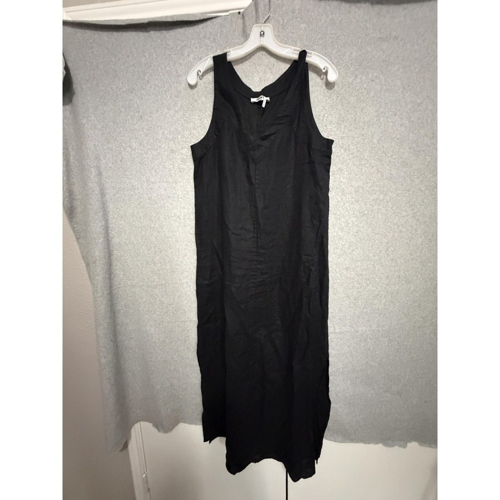 DKNY‎ Pure Dress Womens S Black Linen Sleeveless Scoop Neck Tank Maxi Casual